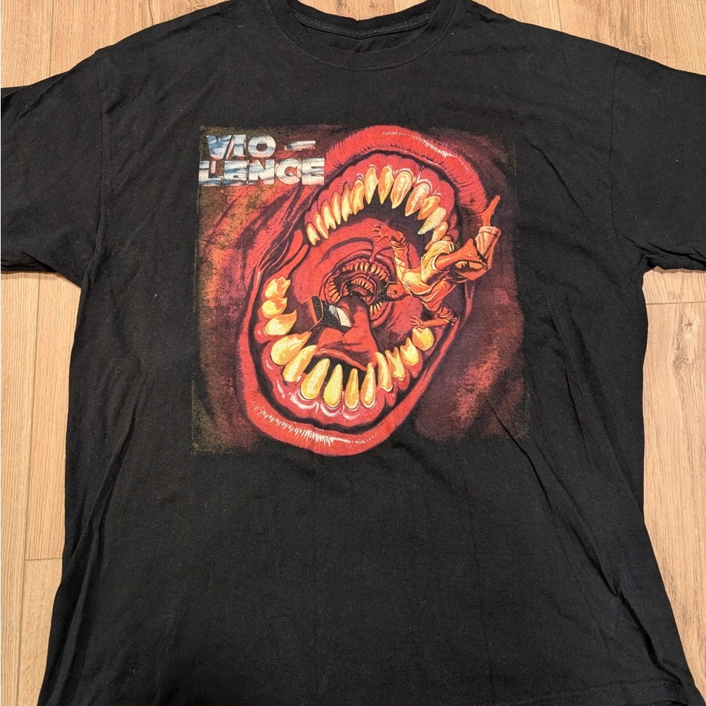 Black Graphic T-Shirt with Red Design